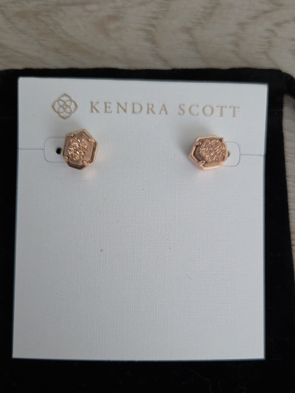 Kendra Scott Rose Gold Druzy Hexagon Stud Earrings